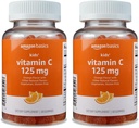 Grunnleggende barnevitamin C 125mg Gummies, oransje, 60 greve, immun helse, 2 måneders forsyning (tidligere Solimo) (pakke på 2)