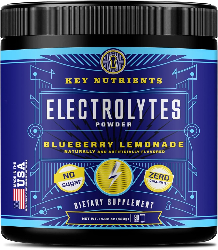 KEY NUTRIENTS Multivitamin Electrolytes pulver Ingen sukker - fersk blåbær sitronade Electrolyte pulver - utholdenhet og energitilskudd - Hydration Drink - Ingen kalorier - 90 serveringer - laget i USA