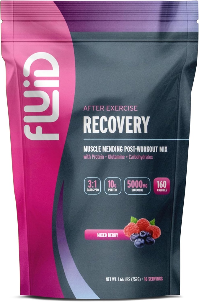 Fluid Recovery Post Workout Drink Mix - Whey Isolate Protein, L-Glutamin, Kolhydrater, Alle naturlige ingredienser, Glutenfri, Laktosefri (Mixed Berry)