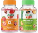 Livbar vitamin D Kids + gurkemeie curcumin Kids, Gummies Bundle - Great Tasting, vitamin Supplement, Glutenfri, GMO Gratis, Chewable Gummy