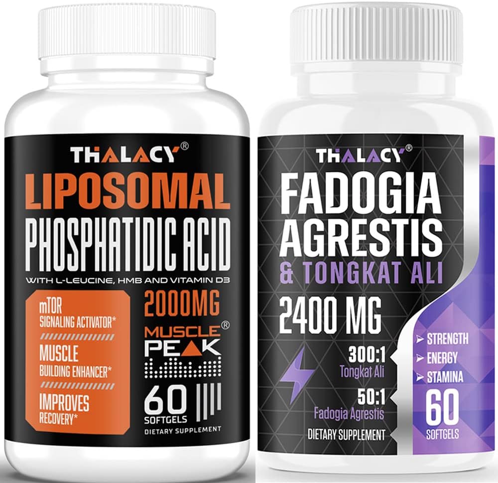 Fosfatidsyre 2000mg med Fadogia Agrestis 1400mg og Tongkat Ali 1000mg for maksimal styrke, energi og muskelbygging Bundle