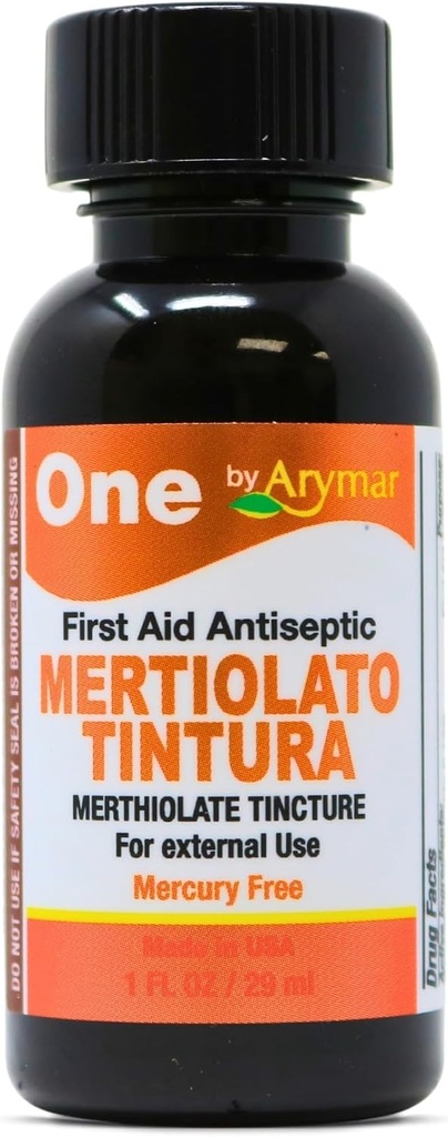 Arymar Mertiolato Tinktur 1 fl oz. Antiseptiske løsning for mindre kutt, Scrapes & Burns.