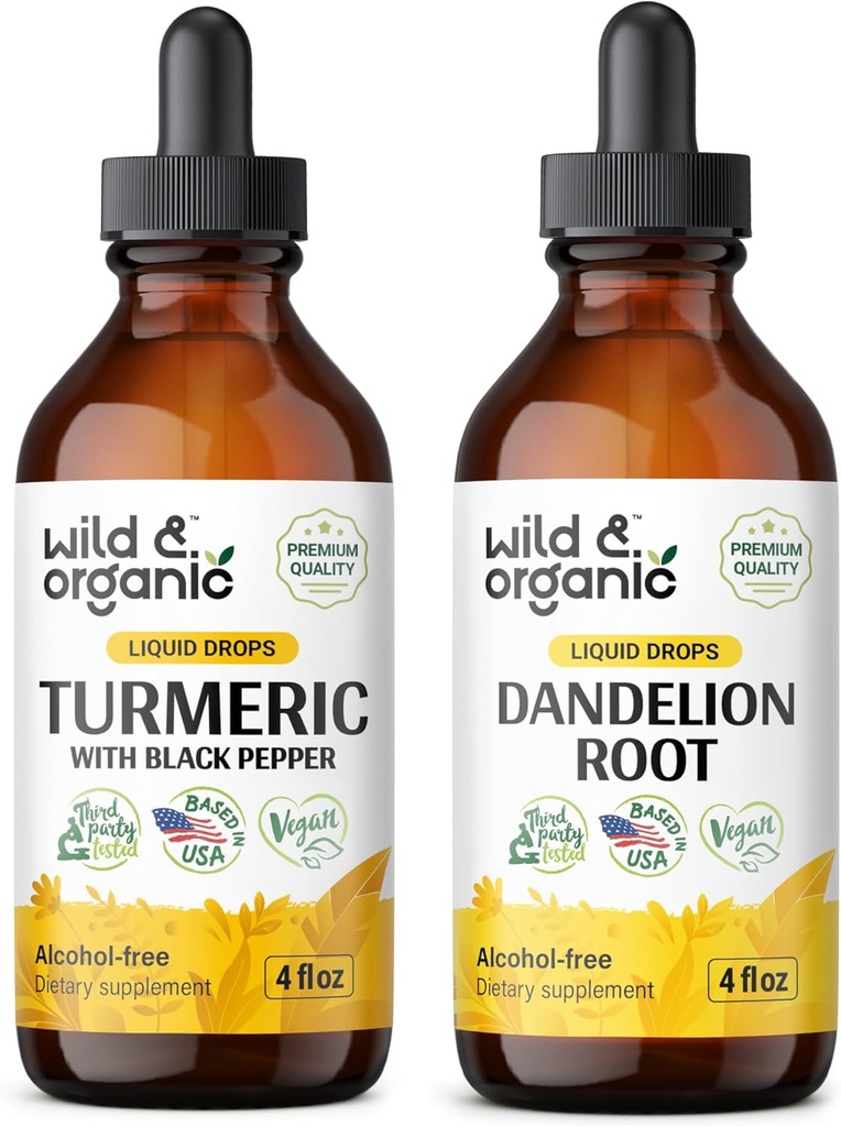 Wild & Organic Turmeric Tinktur 4 fl oz & Dandelion Root Tinktur 4 fl oz