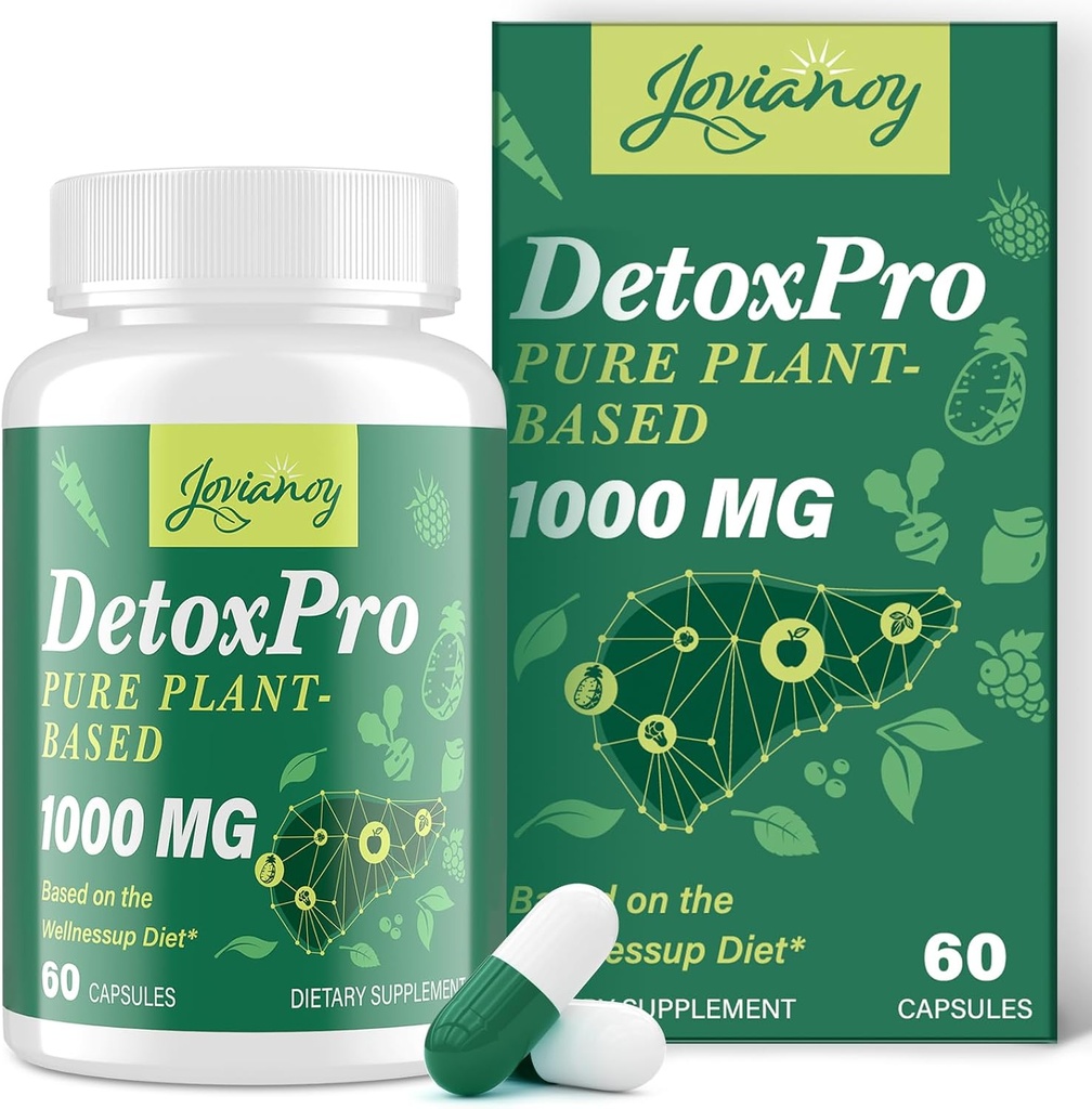 2000 MG Plantebasert detox rensing – Naturlig toksin Flush for lever, Gut & Colon – Antioksidant og digestiv støtte – Zeolit Detox – Fast-Active Detox Complex for kvinner og menn – 60 kapsler