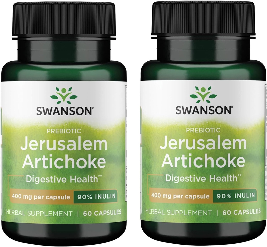 Swanson Prebiotic Jerusalem Artichoke - 90% Inulin 400 mg 60 Caps (2 Pakke)