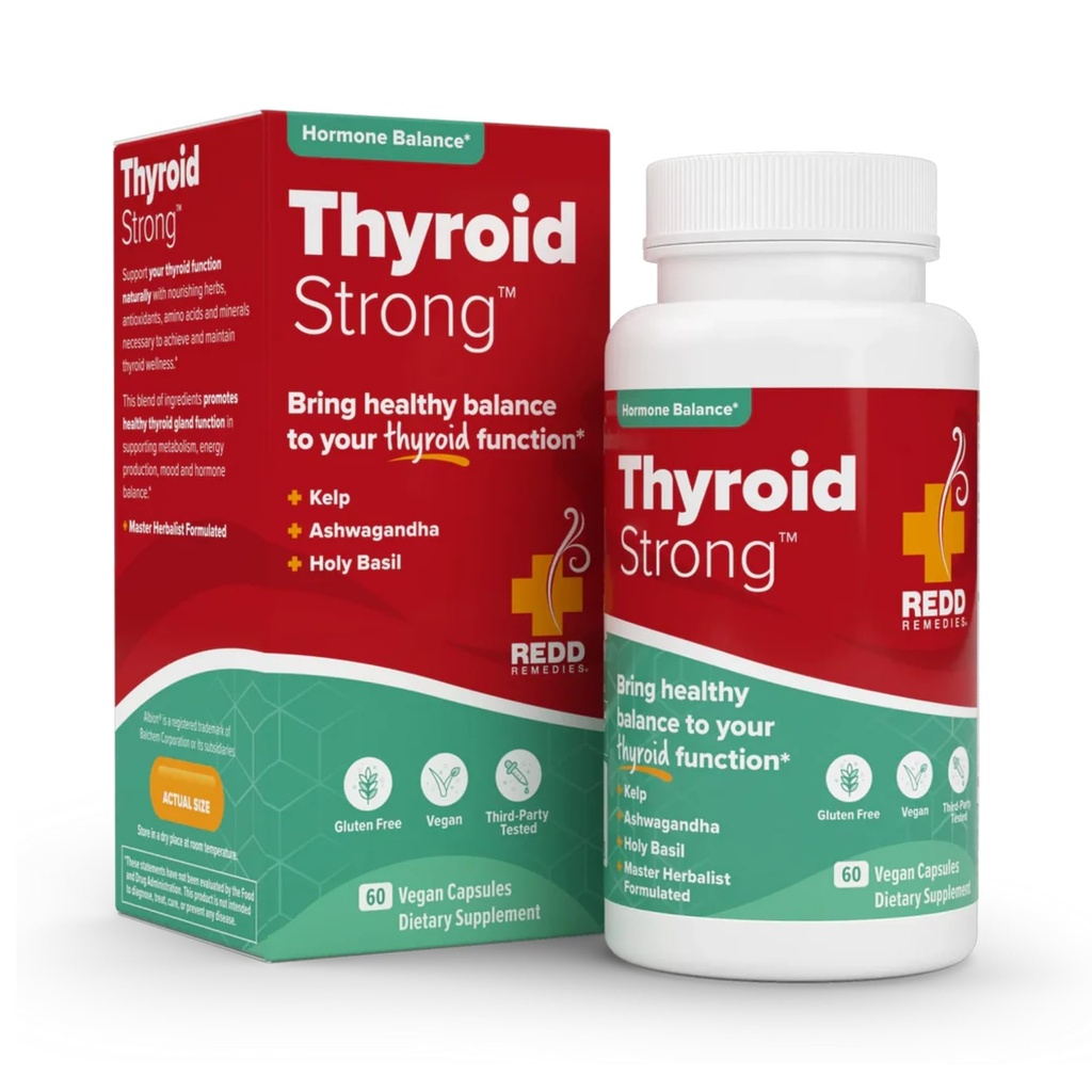 Redd Remedies, Thyroid Strong, støtter sunn Thyroid funksjon og balanse, 60 vegansk kapsler