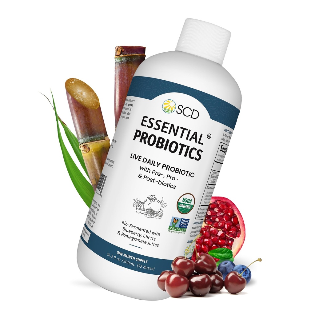 SCD essensielle probiotika for kvinner, menn, barn og tilhengere, Live Probiotic for digestion og immunisme, Gut Helse flytende probiotika Supplement med 11 Strains – 16,3 fl oz av SCD Probiotika