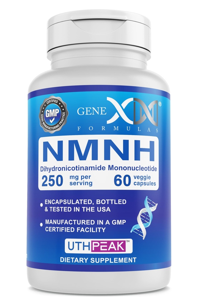 Genex Formler 250mg NMNH (60 Kapsler - 30 Serveringer) UthpeakTM NMNH (Dihydronotinamid Mononucleotid) NAD+ Prekursor for sunn aldring - Ikke-GMO, Glutenfri, vegetarisk