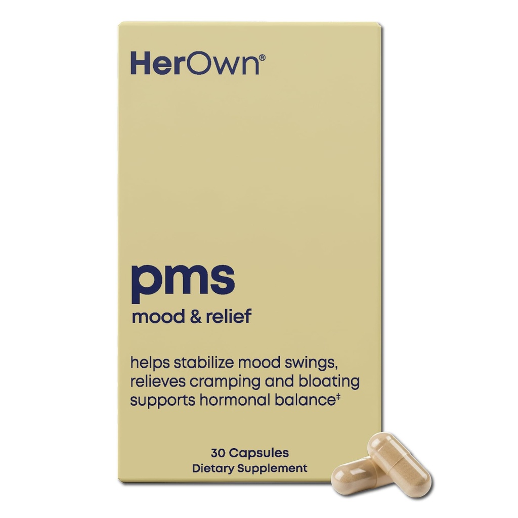 hennes egen PMS, støtter PMS Symptomer, fremmer positiv humør, naturlig hormonbalanse, hjelper Relieve Cramping, Hot Flashes Menopause Relief, Gluten og soya gratis, Vegansk, 30 kapsler, 30 Services