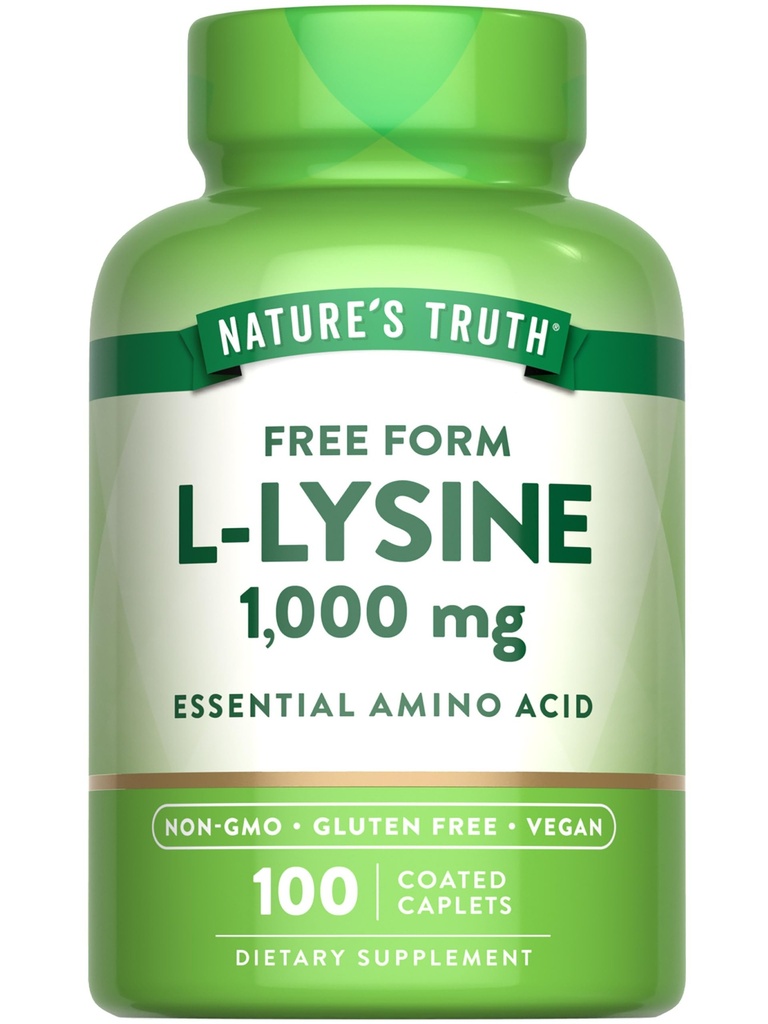 Naturens Sannhet L Lysine 1000mg | 100 Coated Caplets | essensiell aminosyre | Vegan, ikke-GMO, & Glutenfri Supplement