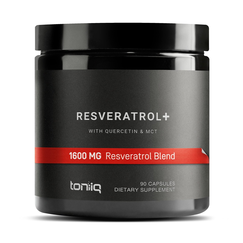 Toniiq 1600mg Resveratrol blanding - Ultra høy renhet og tredje part testet - med MCT olje for tilsatt biotilgjengelighet - Optimal NAD Supplement