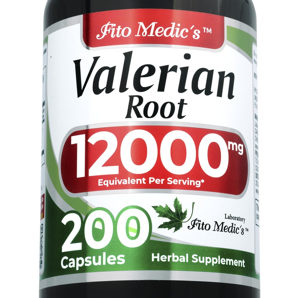FITOCIC'S Lab Valerian Root Capsules |200 Capsules |12000 mg | Valerian Root Extract | Konsentrat |Ultra høy absorpsjon.
