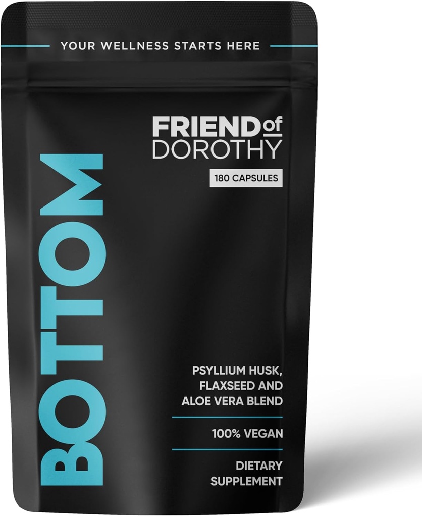 Bottom Fiber Supplement for uanstrengt prep tid - Hjelper fremme Digestive Regularity - Psyllium Husk Basert - for menn som bunnen, Vegan Kapsler