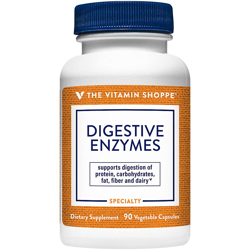 Digestive enzymer - Plant-basert Digestive Formula, fremmer digestion for å hjelpe frigjøre næringsstoffer, Nutrient Digestion & Absorpsjon (90 Veggie Capsules) ved Vitamin Shoppe