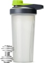 Mr. Pen-shaker flasker for proteinblandinger med Twist Cap, 28 oz, grå / grønn, protein Shaker flaske med Wire Whisk Ball