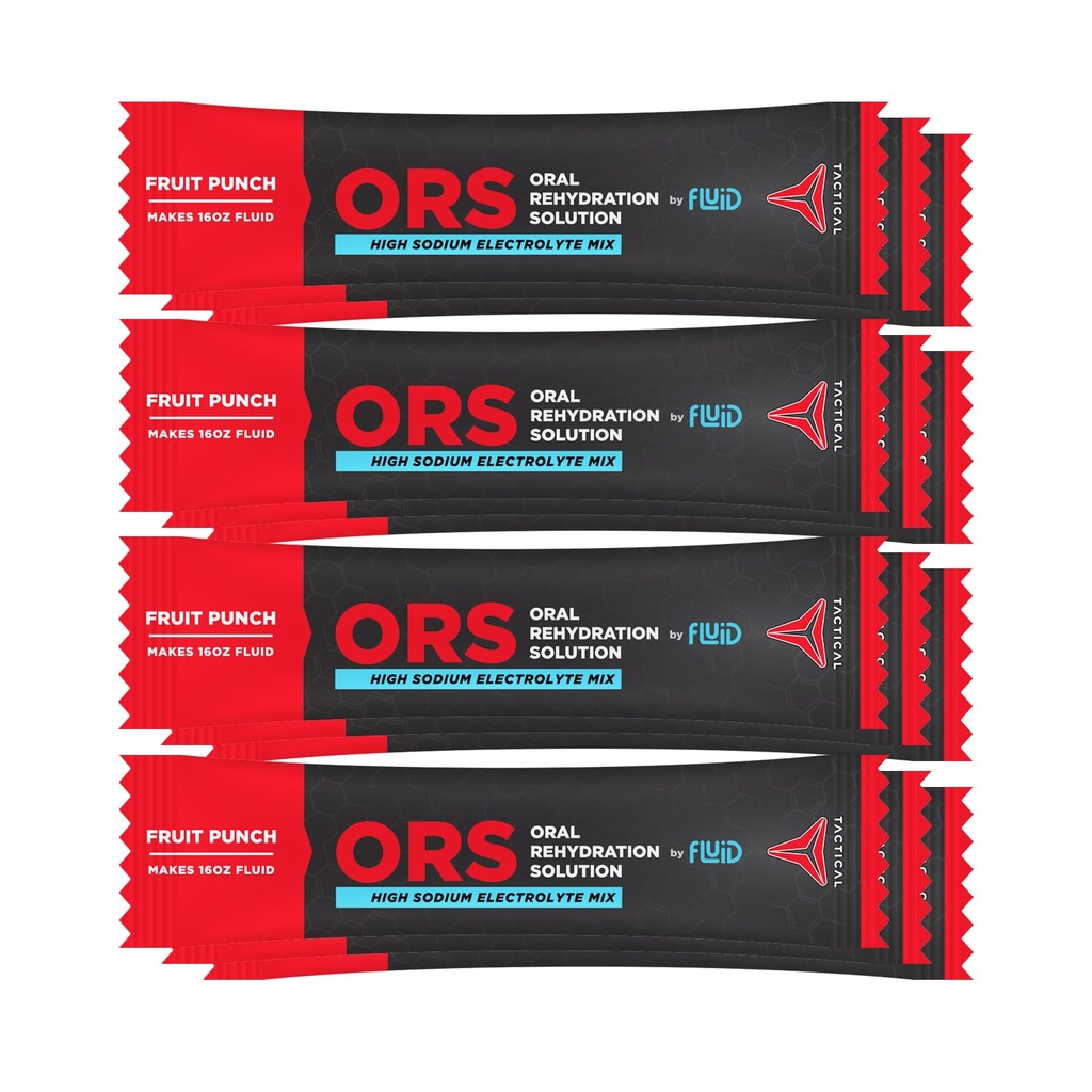 Fluid taktisk -ORS (Oral rehydrering løsning), gjenopprett raskere, Ekstrem dehydrering elektrolytter, 12pack (Fruit Punch)