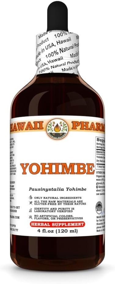 Yohimbe (Pausinystalia Yohimbe) Tørr Bark Tinktur, laget på Hawaii, Alt naturlig, Vegansk, Ren flytende ekstrakt - 4 floz