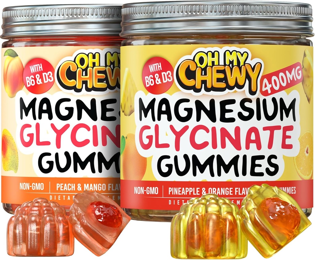 Magnesium Gummies Bundle – 2 flasker (60 hver) – Pineapple Orange & Peach Mango