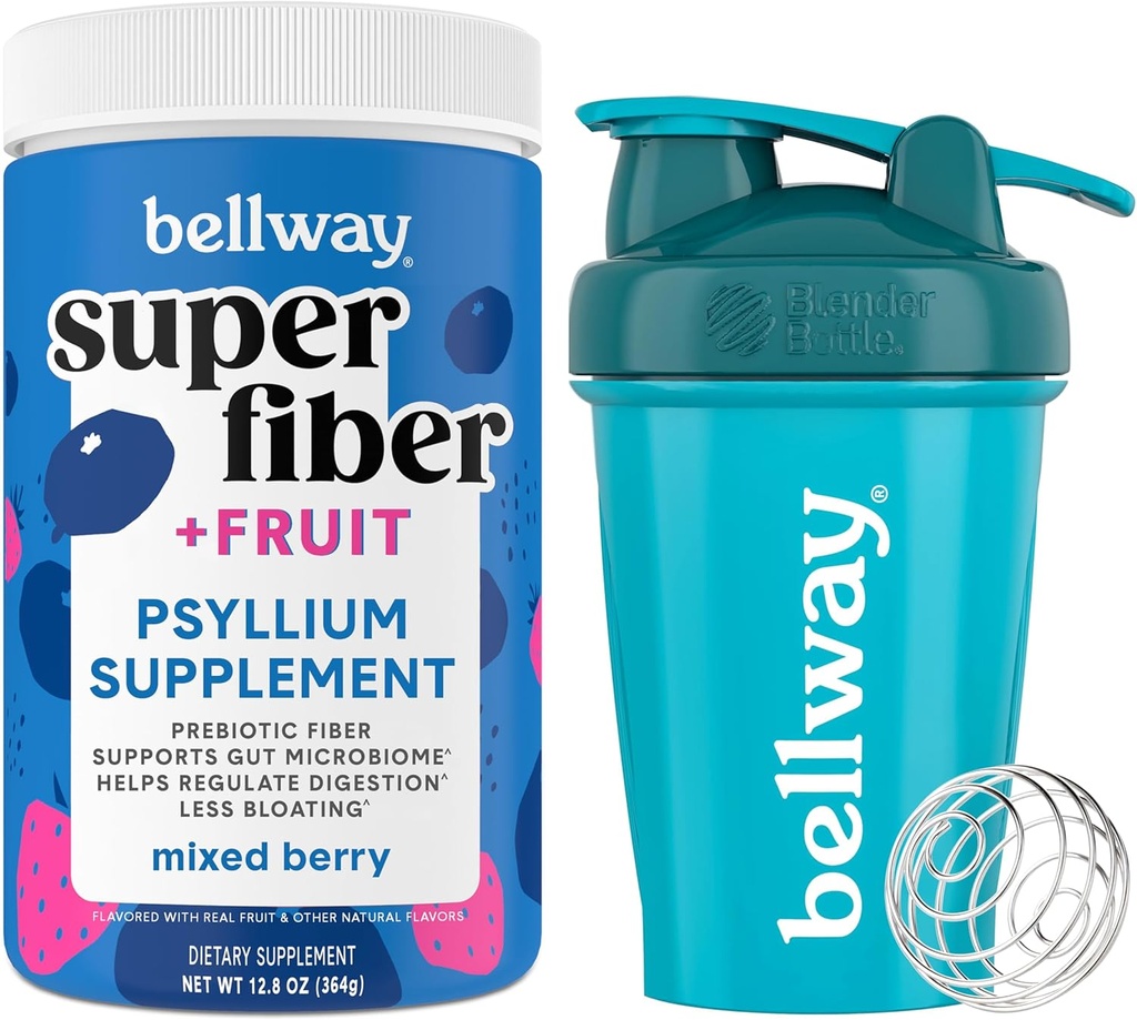 Bellway Super Fiber pulver + Frukt, Blandet Berry Shaker Flaske Bundle