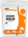 BulkSupplements.com Organisk Inulin pulver - Inulin Supplement, Oppløselig Fiber pulver - Vegan & Glutenfri - 2,5 g per servering, 500g (1,1 lbs) (Pack of 1)