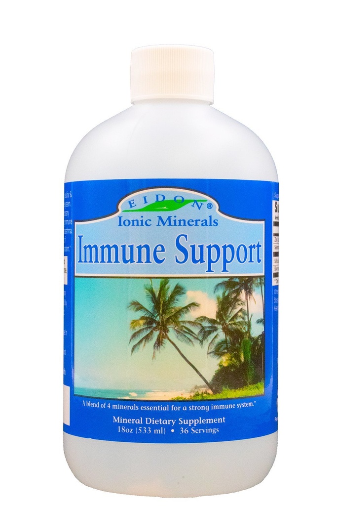 Eidon Ionic Minerals Liquid Immune Support Supplement med sink, selen, opprettholder og støtter immunsystem, Biotilgjengelig, Ingen tilsetningsmidler - 18 oz