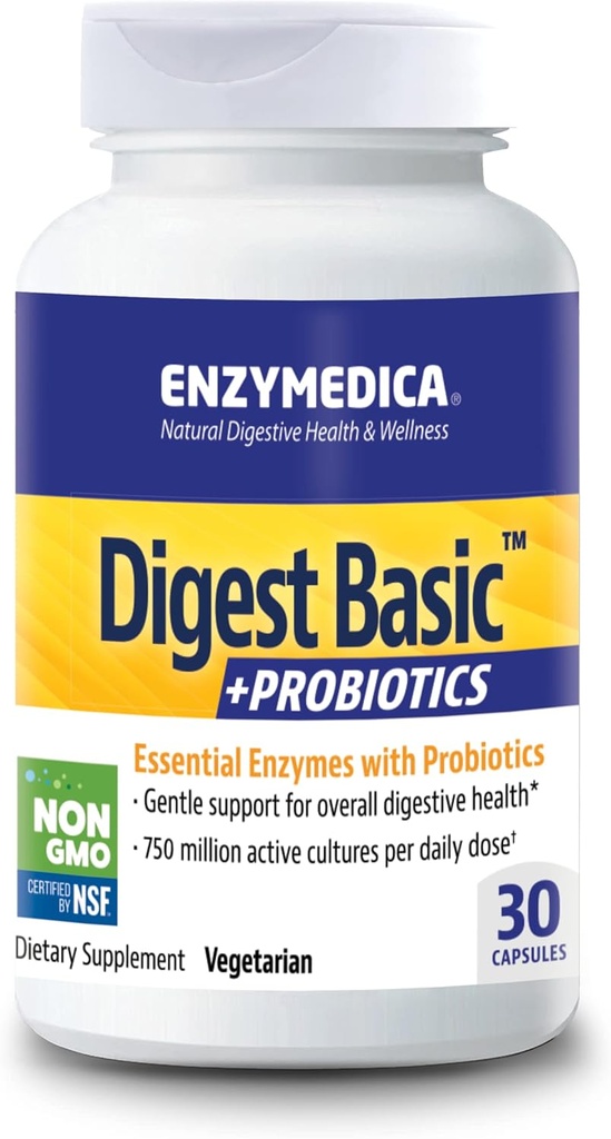 Enzymedica - Digest grunnleggende + probiotika, essensielle digestive enzymer med probiotika, 30 kapsler FFP