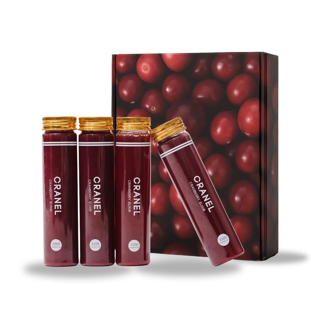 CRANEL UTI støtte Cranberry Elixir, 4X flasker (månlig forsyning) klinisk dokumentert og antibiotisk-fri, pakket med 3000 ekte Cranberry (Tart smak) Vegan & ikke-GMO, Zero tilsatt sukker