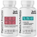 Ungdom & Tonic Digestive kosttilskudd for å blomstre, regelmessighet og Gut helse. Fullspektrum enzymer probiotika og prebiotika for digestion å bryte ned mat og å bruke daglig, for kvinner og menn - 120 piller
