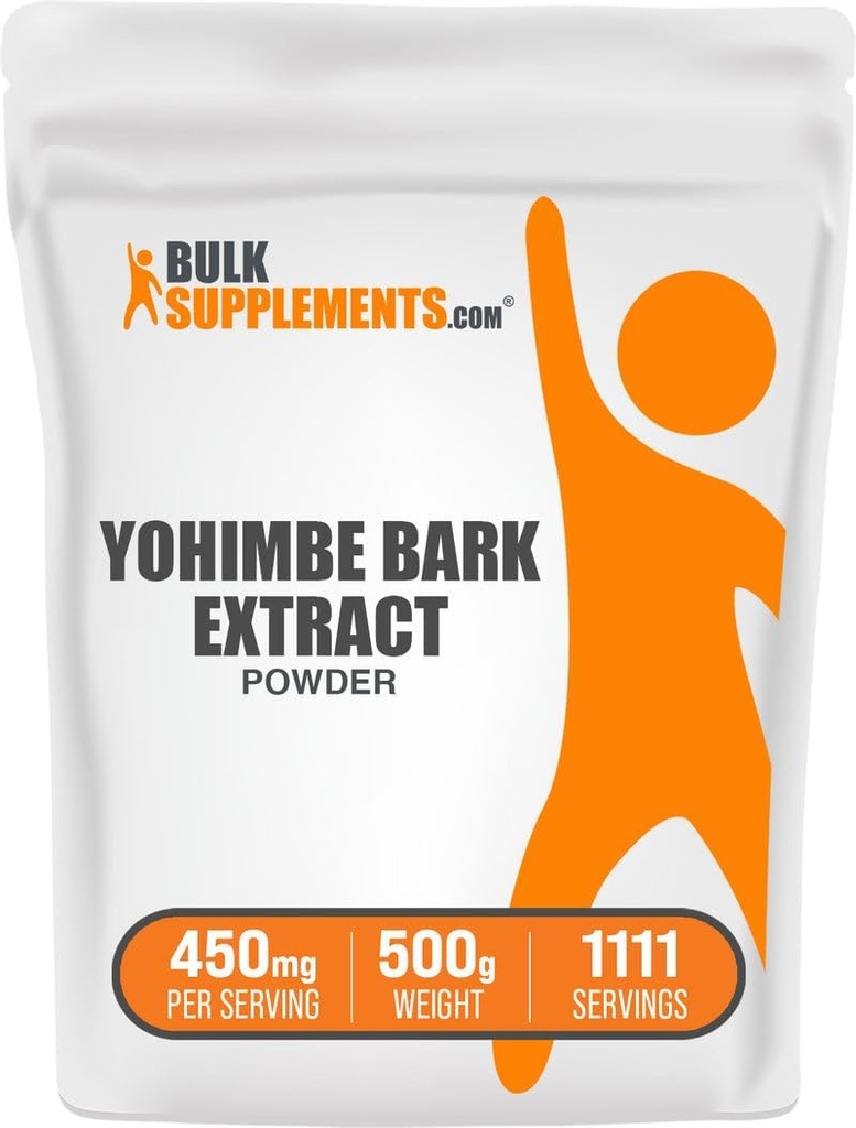 BulkSupplements.com Yohimbe ekstrakt pulver - Yohimbe Bark ekstrakt - Herbal Supplement, Glutenfri, 450 mg per servering, 500g (1,1 lbs) (Pack of 1)