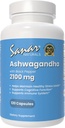 Sanar Naturals Ashwagandha 2,100 mg - Stress & Mood Support Supplement - fremmer fokus og uunnværlig energi, Ashwaghanda pulver og rotekstrakt blanding med svart pepper - ikke-GMO, 120 kapsler