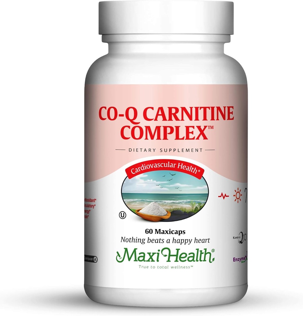 Maxi Health Coq Carnitine Complex - Coenzym Q10 & L-karnitin - hjerte helse - 60 kapsler - Kosher (CAR)
