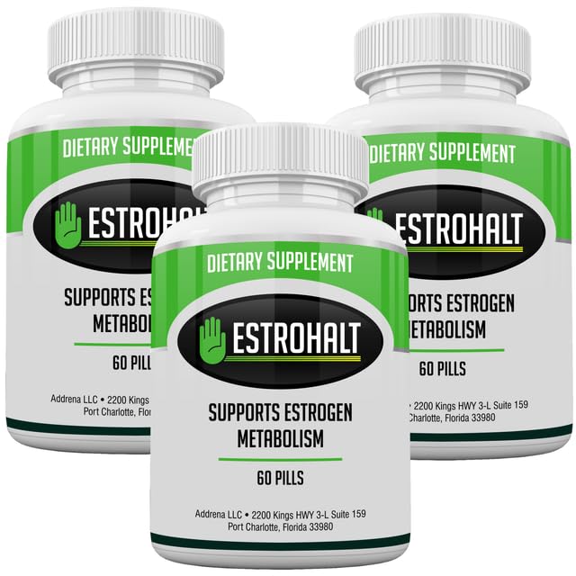 Estro-Hall 3 Pack 180 tabletter- DIM Supplement (Dindolylmetan) og Indole-3-Carbinol (I3C) Best Estrogen-Blocker for kvinner og menn | Naturlig Aromatase Inhibitor Vitamin for å hjelpe PCOS, Menopause og PMS