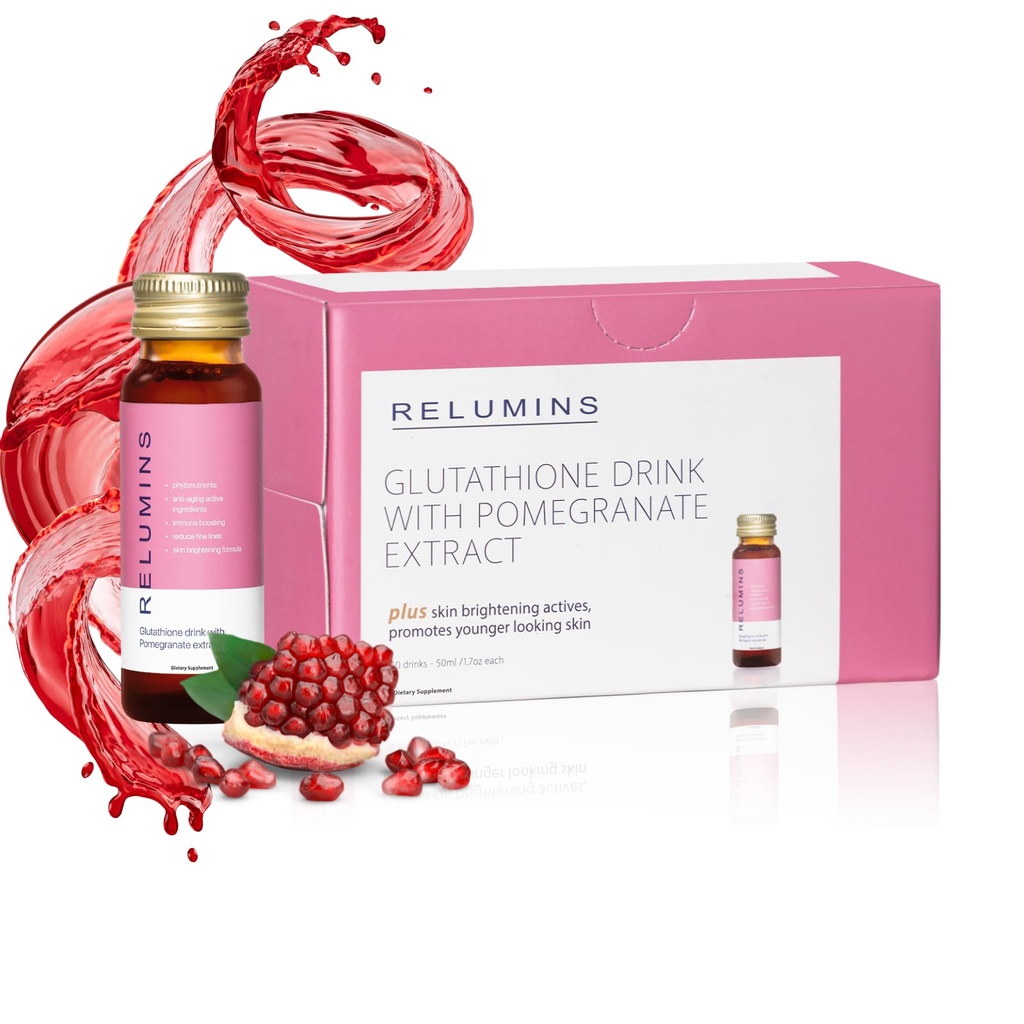 Aluminium Glutathione Hydration Shots - Post-Summer hud utvinning & kaldt vær Hydration - kollagen-boosting og laget i USA - Pomegranate Flavor - 10 flasker x 50 ml