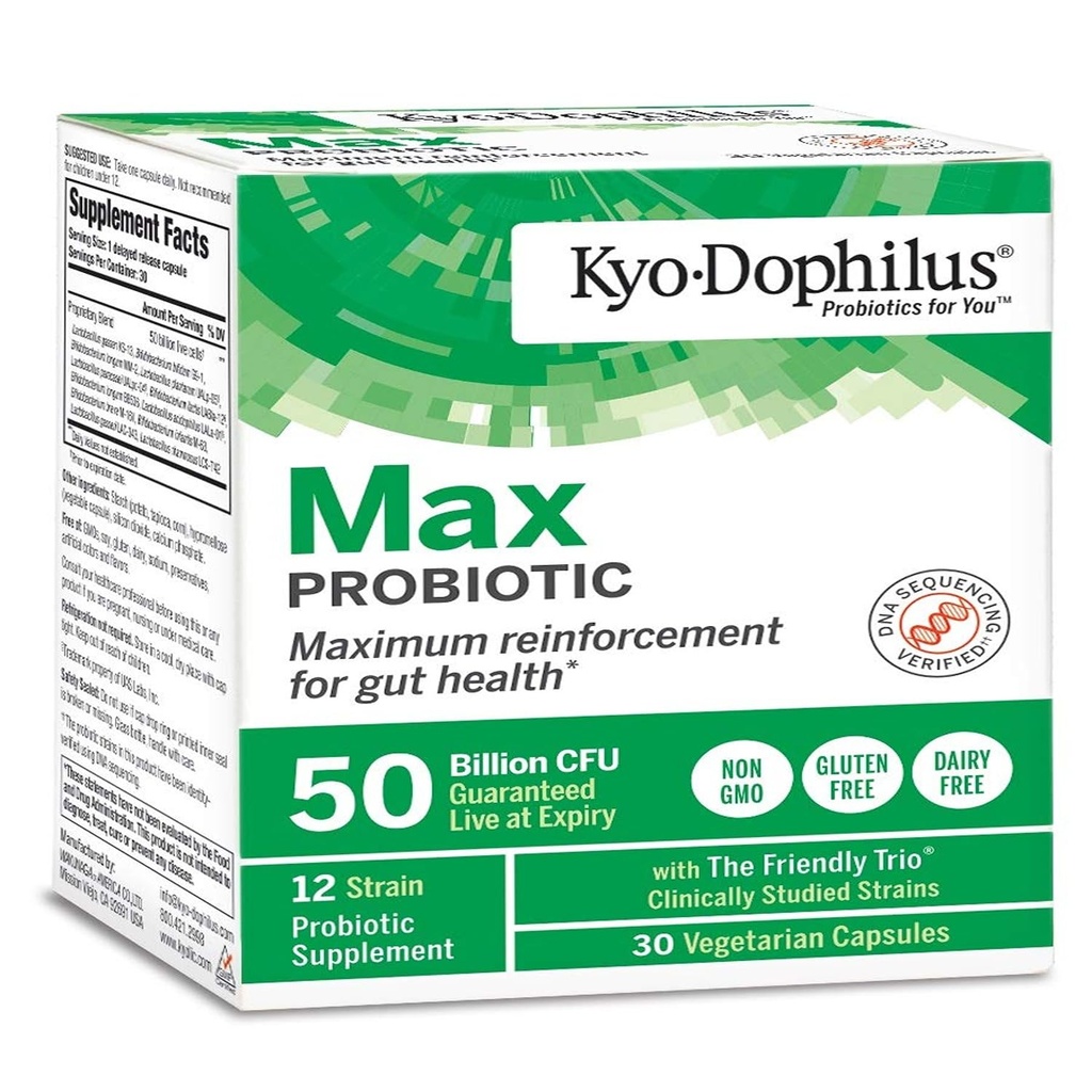 Kyo-Dophilus Max Probiotika, 30 vegetariske kapsler