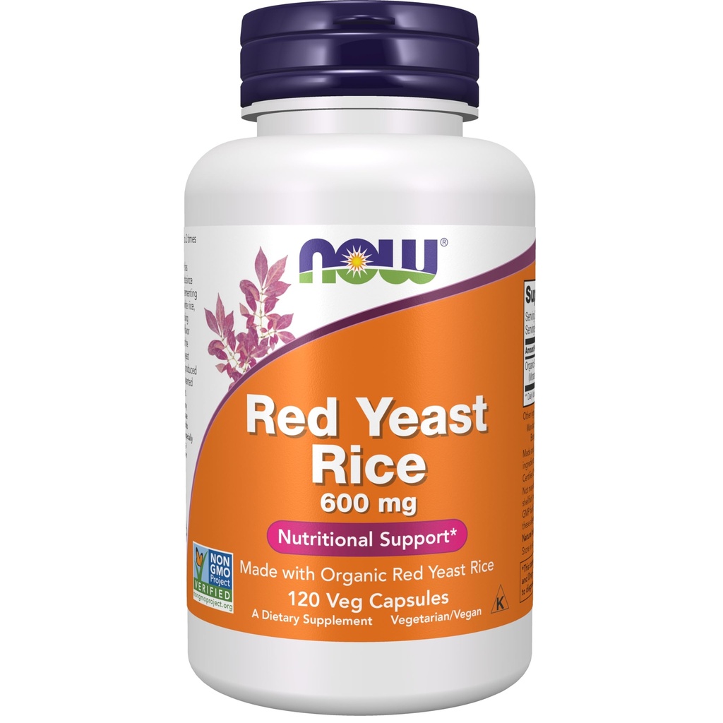 NU Kosttilskudd, rød yeast ris 600 mg, laget med organisk rød yeast ris, 120 Veg Kapsler