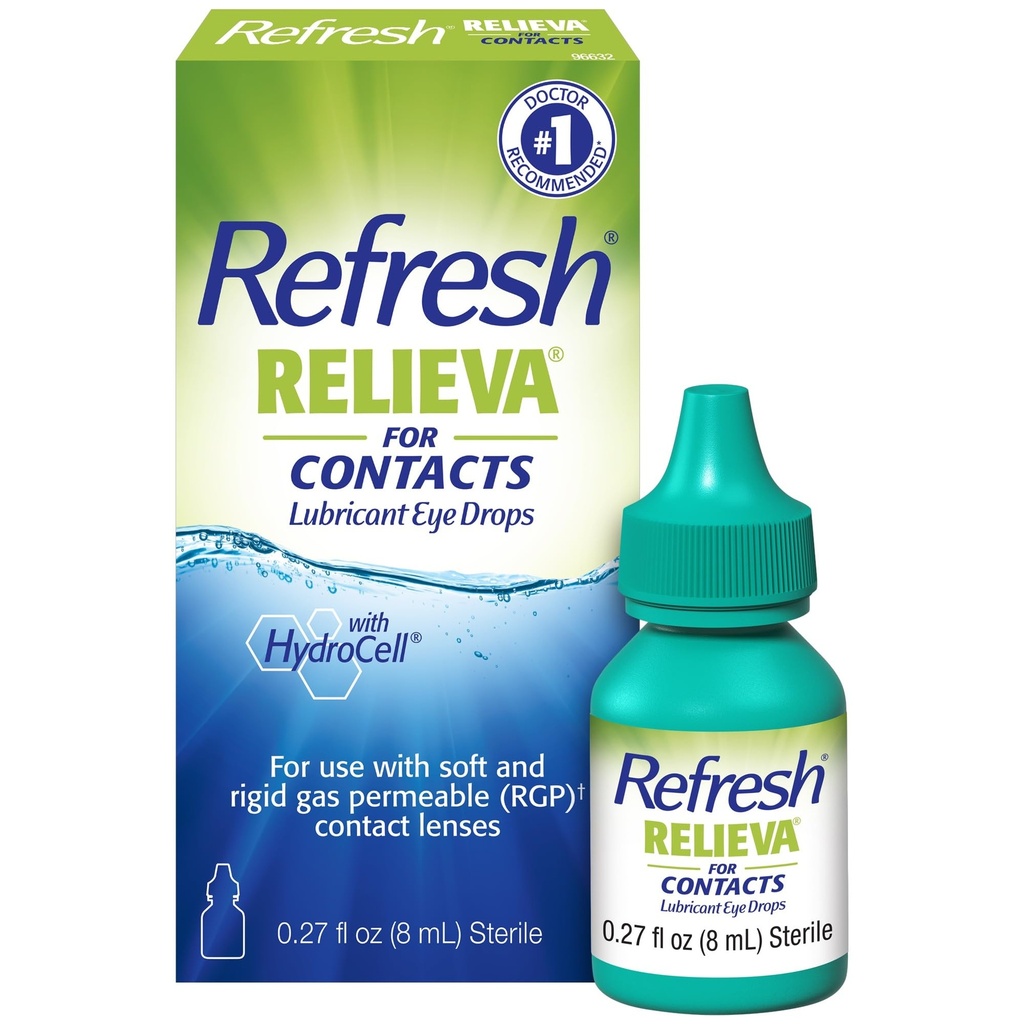 Oppfriskende Relieva for kontakter Lubricant øyedråper for tørre øyne, 0.27 Fl Oz Sterile