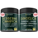 Bundle 7in1 Berberine HCl & 6in1 Dandelion Supplement - Støtte Immun, Digestion og hjerte helse