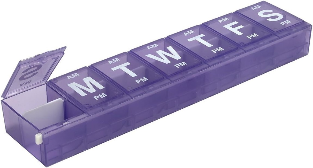 EZY DOSE Ukelig (7-dager) AM/PM Pill Planner, medisin tilfelle, Vitamin Organizer Box, 3X-store låsing sammenligninger til sikre reseptbelagte medisiner, forhindre ulykkelig spilling, farge May Vary, BPA gratis
