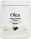 Olea Supercharge Greens – Bloat Relief & Clean Energy Support – Yerba Mate + Probiotika + Digestive Enzymer + Fiber – Ingen sukker lagt til – Gut Health Greens Drink for daglig digestion
