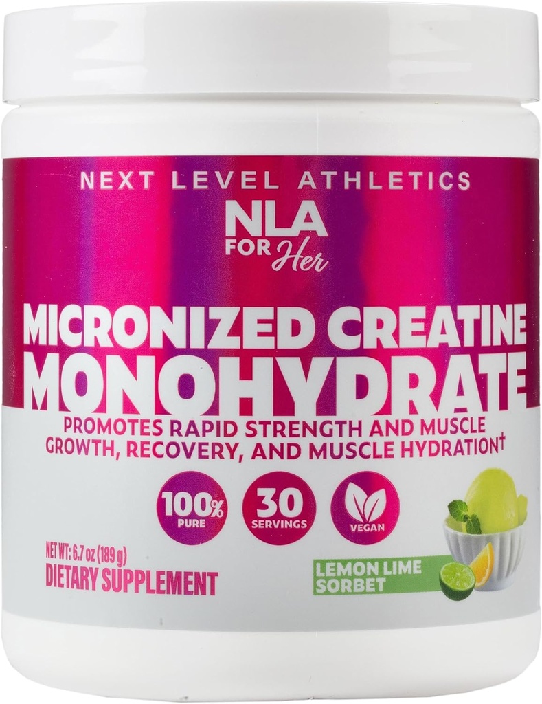 Hennes kreatin Monohydrat Mikronisert for kvinner (30-5g Serveringer)-Store Tasting Lemon Lime Sorbet Flavored-Lean Muskelvekst og trening gjenoppretting, Boost Performance- Vegan, Ingen Bloating eller vann oppbevaring