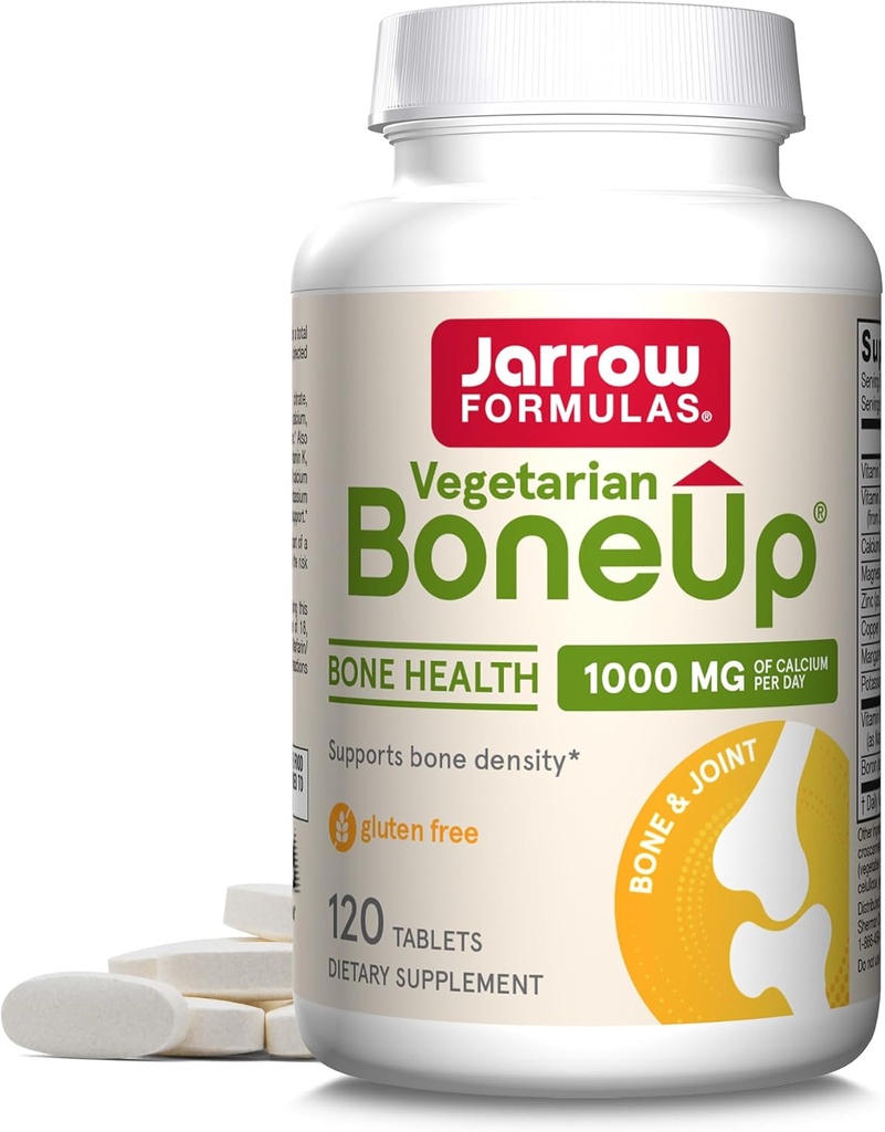 Jarrow Formulas BoneUp Vegetarisk - 120 Tabletter - Vegetarisk / vegansk Supplement for Bone Helse Vegansk - Vennlig kilder til vitamin D3, vitamin K2 (som MK-7) & Kalsium - 60 Serveringer