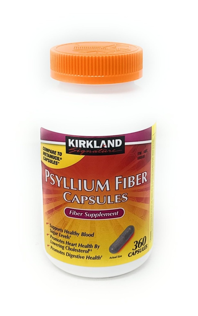 Fiber Capsules Kirkland Therapy for regelmessighet / Fiber Supplement, 360 kapsler - Sammenlign med den aktive Ingredient i Metamucil Kapsler