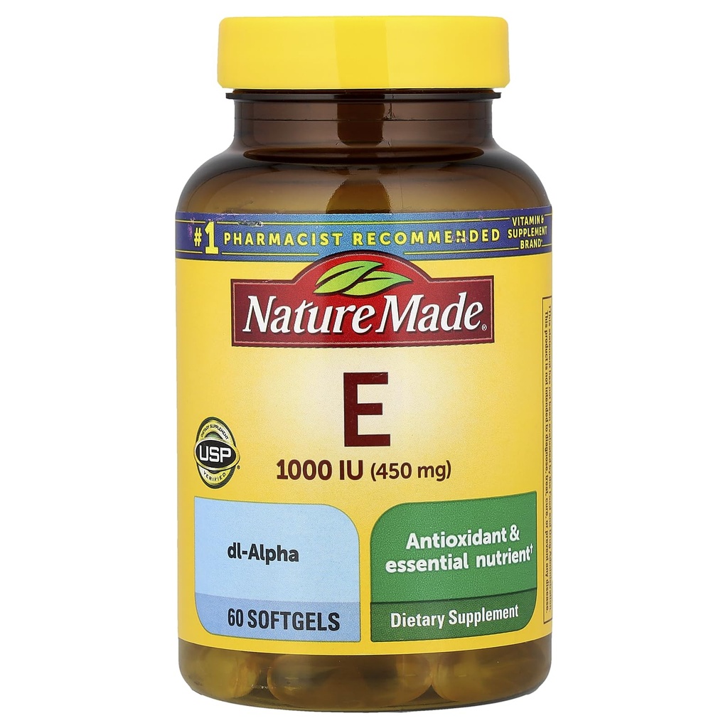 Naturlaget vitamin E 1000 IU (dl-Alfa) Softgels 60 Ct