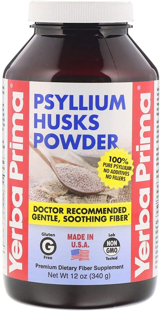 Yerba Prima Psyllium Huss Fiber pulver, 12 Ounce - Naturlig Fiber Supplement - Colon Cleanse - Gut Helse - Vegan, ikke-GMO, Glutenfri