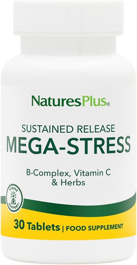Natures Plus Mega Complex, Utgivelse - 30 vegetariske tabletter - B kompleks, vitamin C Supplement, Kamille og urter - Glutenfri - 30 Services