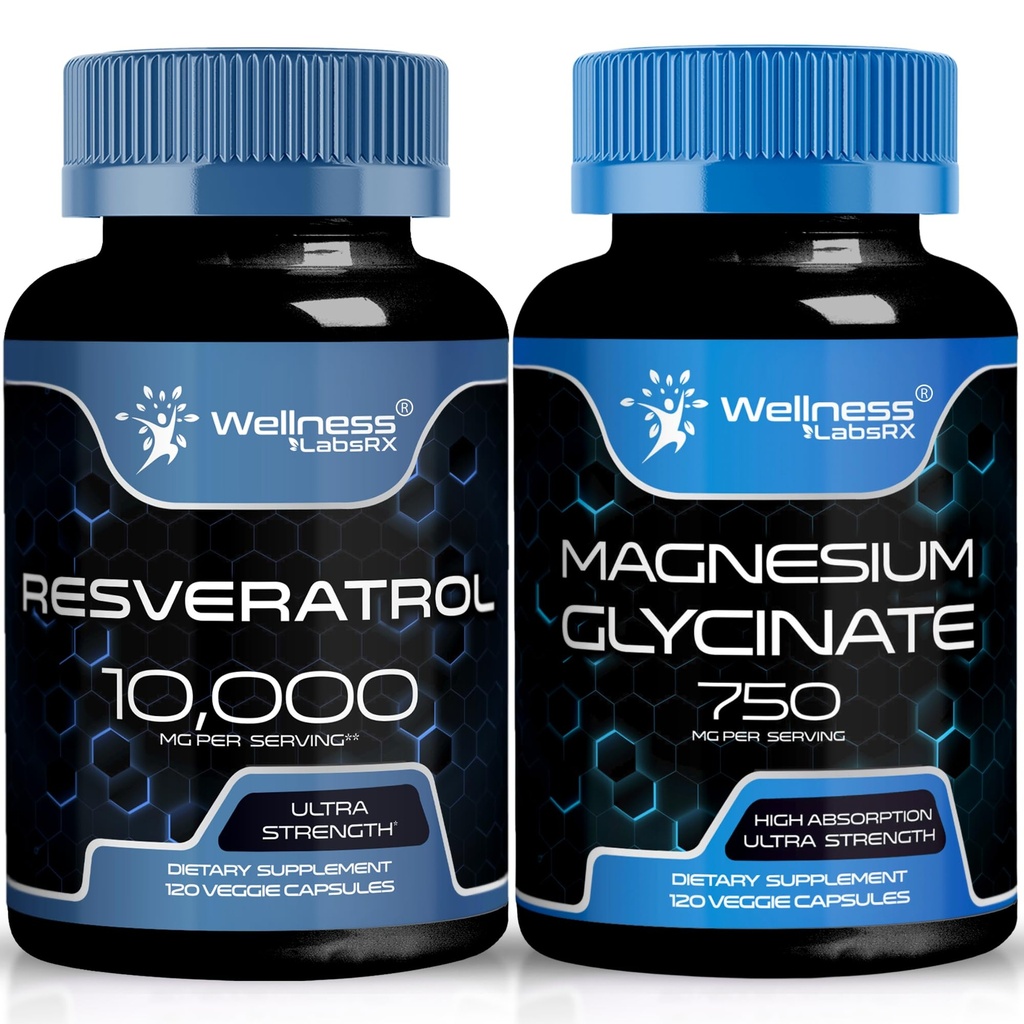 WELLNESS LABSRX Resveratrol Kapsler 10000 - Magnesium Glycinate Kapsler