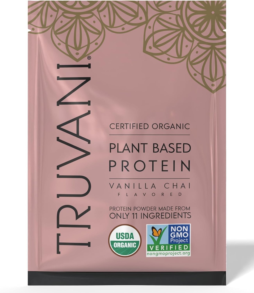 Truvani Vegansk Era Protein pulver | Vanilla Chai | 20g Økologisk Plante Basert Protein | 1 Serving | Keto | Gluten & Dairy Gratis | Lavkarbohydrat | Ingen lagt sukker