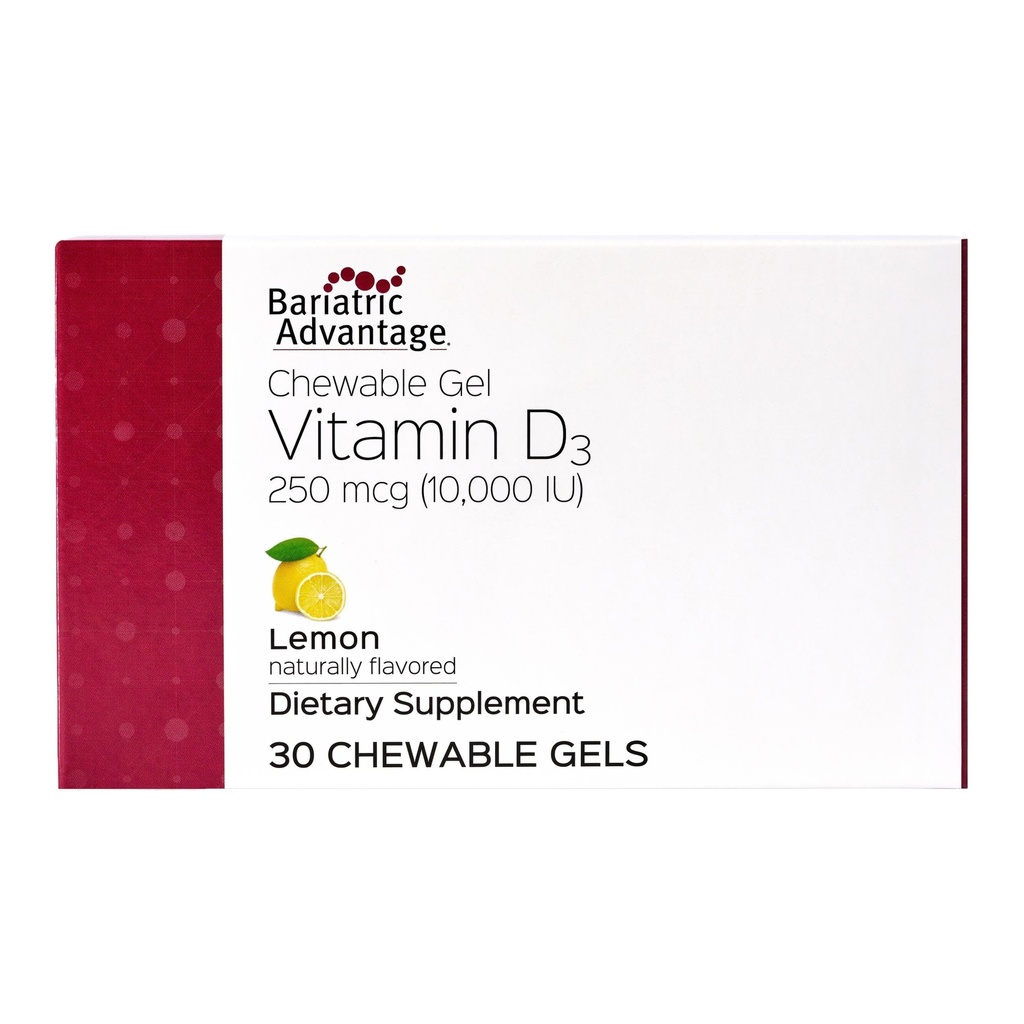 Bariatrisk Fordel Vitamin D Gels 10.000 IE - Vitamin D3 Chewable Gels - Bone Health Support* - For Bariatrisk pasienter - God Flavor vitaminer - Lett å bruke - 30 Count