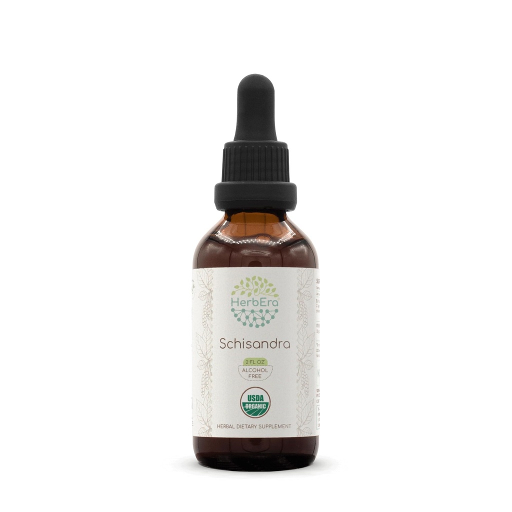 HerbEra Schisandra B60 USDA Økologisk Tinktur | Alkohol-fri ekstrakt, høy potens Herbal dråper, flytende kosttilskudd oz Certified Organic Schisandra (Schisandra Chinensis) tørket Berry (2 oz)