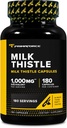 Primaforce Melk Thistle 180 kapsler 1000 mg Ekvivalent - Glutenfri, ikke-GMO Diett Supplement, fra 250 mg 4:1 Ekstrakt